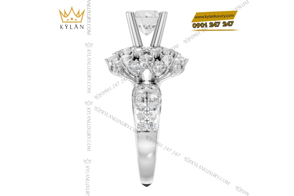 Kỳ Lân Luxury Nhan nu vang trang Au750 dinh kim cuong 5 2 Nhẫn nữ vàng trắng Au750 đính kim cương