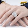 Nhẫn nữ vàng trắng Au750 đính kim cương