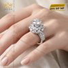 Nhẫn nữ vàng trắng Au750 đính kim cương