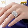 Nhẫn nữ vàng trắng Au750 đính kim cương