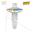 Nhẫn nữ vàng trắng Au750 đính kim cương và đá quý Rainbow