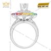 Nhẫn nữ vàng trắng Au750 đính kim cương và đá quý Rainbow
