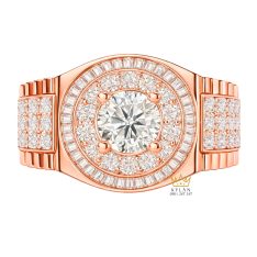 Nhẫn rolex vàng hồng Au750 đính kim cương