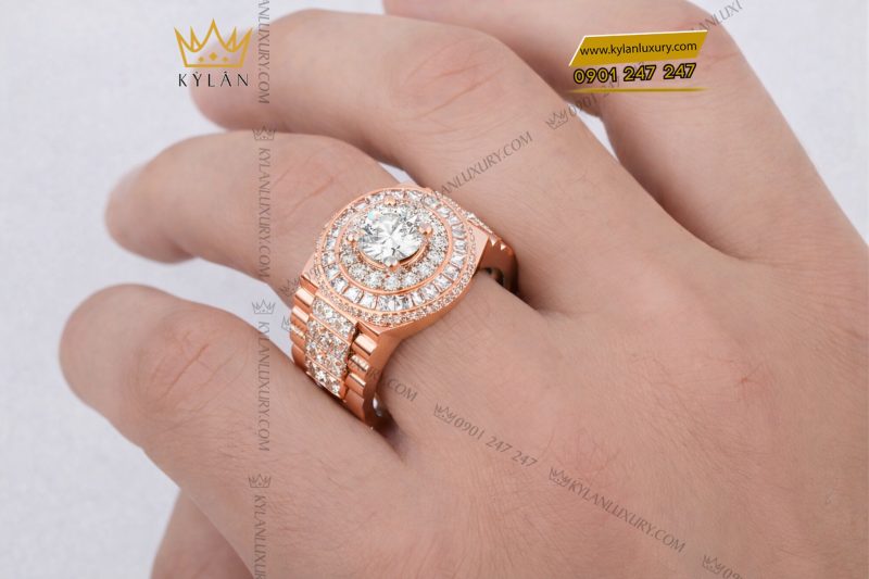 Nhẫn rolex vàng hồng Au750 đính kim cương