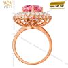 Nhẫn trái tim vàng hồng Au750 đính kim cương và sapphire hồng