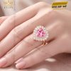 Nhẫn trái tim vàng hồng Au750 đính kim cương và sapphire hồng