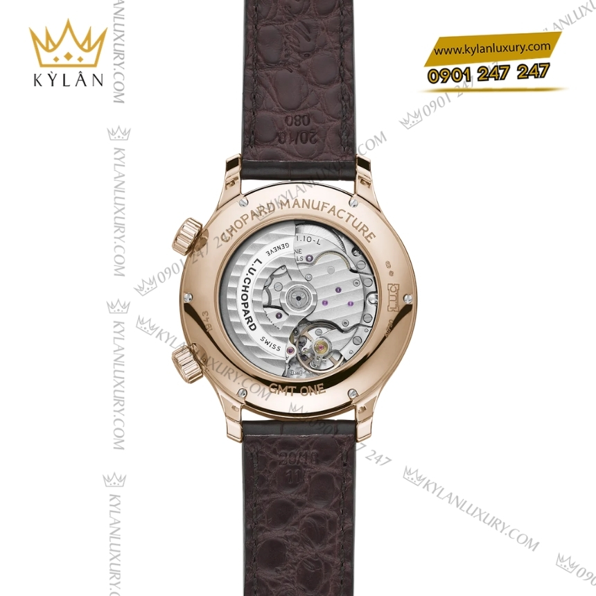 Kỳ Lân Luxury chopard luc gmt one 161943 5001 mat so nau 6 Đồng hồ Chopard L.U.C GMT One mặt số nâu 161943-5001