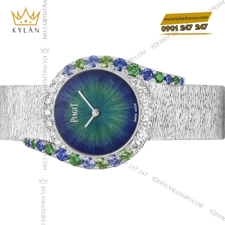 Kỳ Lân Luxury piaget limelight gala g0a48188 tsavorite sapphire 4 Đồng hồ Piaget Limelight Gala mặt số enamel xanh G0A48188