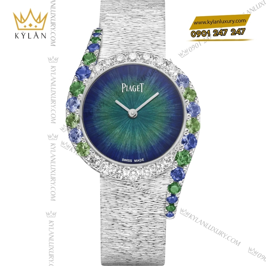 Kỳ Lân Luxury piaget limelight gala g0a48188 tsavorite sapphire 8 Đồng hồ Piaget Limelight Gala mặt số enamel xanh G0A48188