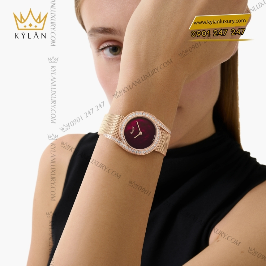 Kỳ Lân Luxury piaget limelight gala g0a50214 vang hong xa cu do 5 Đồng hồ Piaget Limelight Gala mặt xà cừ đỏ G0A50214