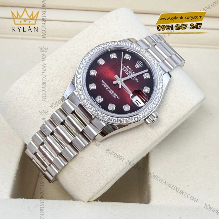 Kỳ Lân Luxury rolex datejust 31 278289rbr 0018 mat do ombre 2 Đồng hồ Rolex Datejust 31 mặt số đỏ ombré 278289RBR-0028