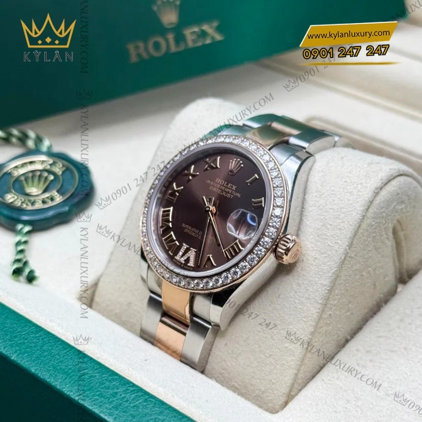 Kỳ Lân Luxury rolex datejust 31 278381rbr 0005 chocolate 3 Đồng hồ Rolex Datejust 31 mặt chocolate La Mã 278381RBR-0005