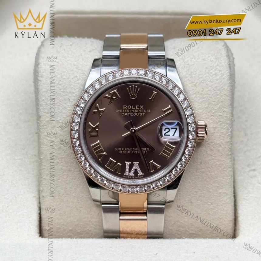 Kỳ Lân Luxury rolex datejust 31 278381rbr 0005 chocolate 7 Đồng hồ Rolex Datejust 31 mặt chocolate La Mã 278381RBR-0005