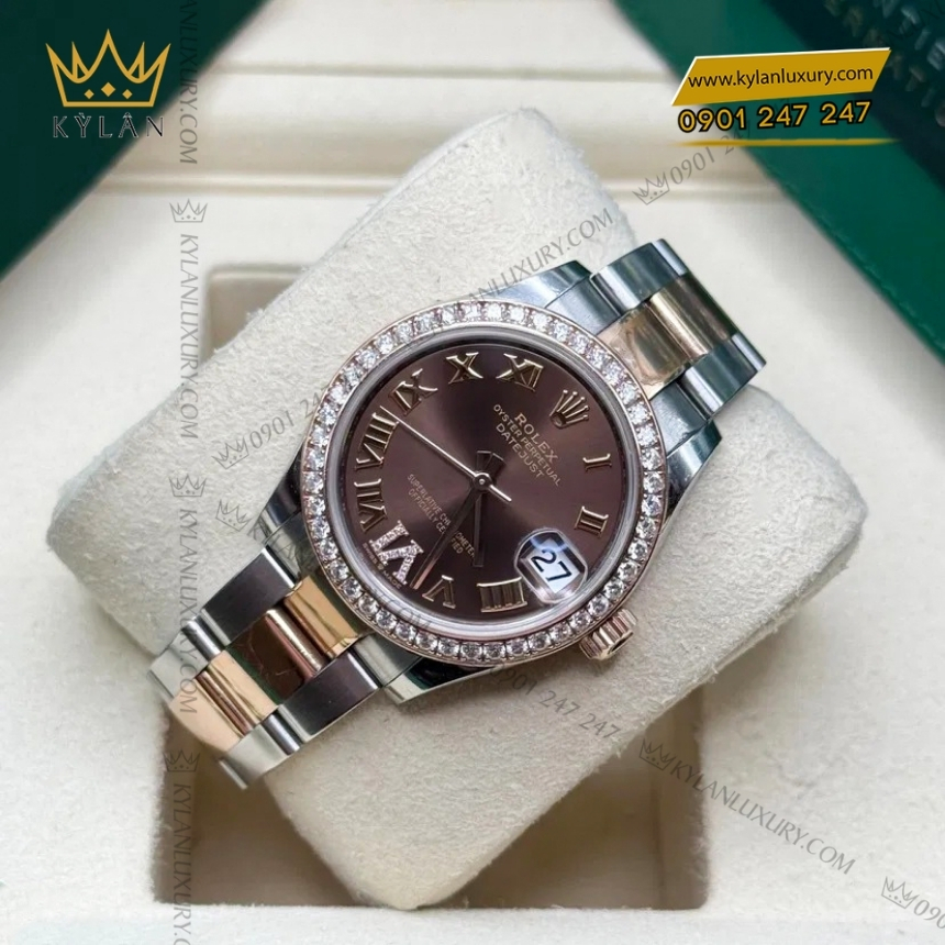 Kỳ Lân Luxury rolex datejust 31 278381rbr 0005 chocolate 9 Đồng hồ Rolex Datejust 31 mặt chocolate La Mã 278381RBR-0005