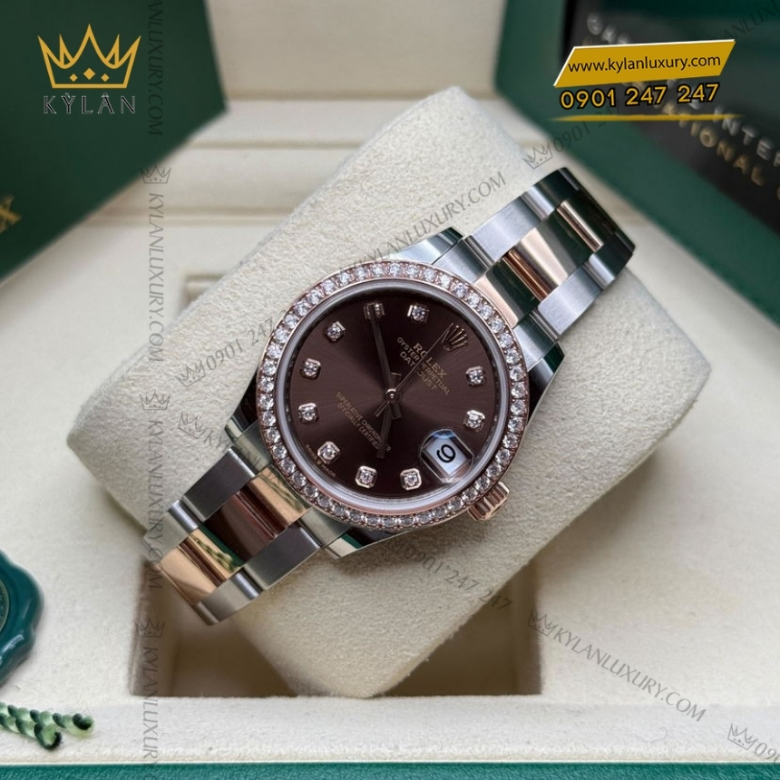 Kỳ Lân Luxury rolex datejust 31 278381rbr 0027 chocolate diamond 5 Đồng hồ Rolex Datejust 31 mặt chocolate kim cương 278381RBR-0027