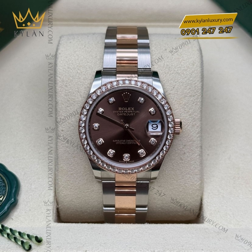 Kỳ Lân Luxury rolex datejust 31 278381rbr 0027 chocolate diamond 7 Đồng hồ Rolex Datejust 31 mặt chocolate kim cương 278381RBR-0027