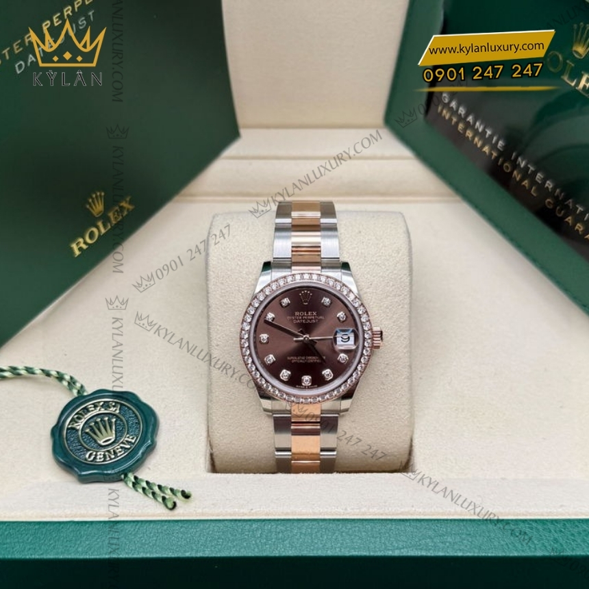 Kỳ Lân Luxury rolex datejust 31 278381rbr 0027 chocolate diamond 8 Đồng hồ Rolex Datejust 31 mặt chocolate kim cương 278381RBR-0027