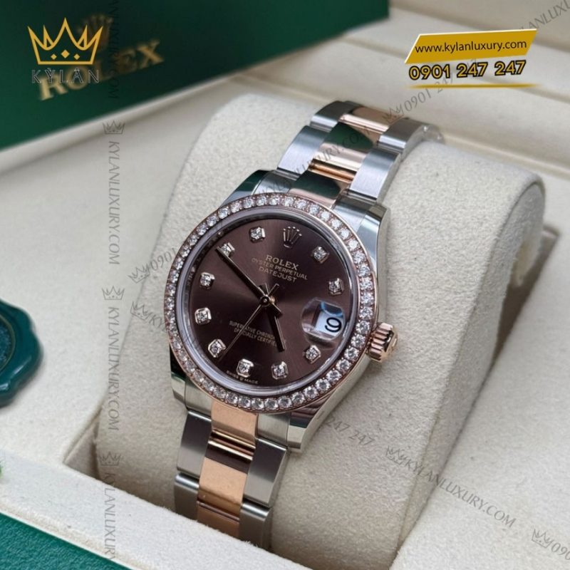 Đồng hồ Rolex Datejust 31 mặt chocolate kim cương 278381RBR-0027