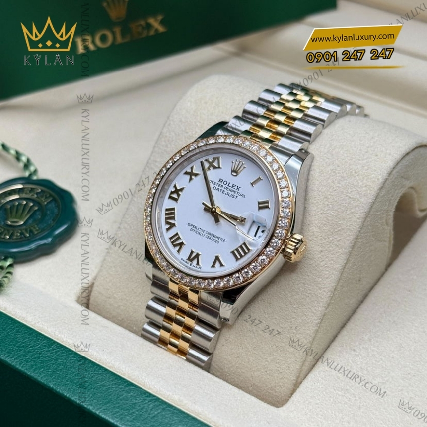Kỳ Lân Luxury rolex datejust 31 278383rbr 0002 mat trang la ma 7 Đồng hồ Rolex Datejust 31 mặt trắng La Mã 278383RBR-0002