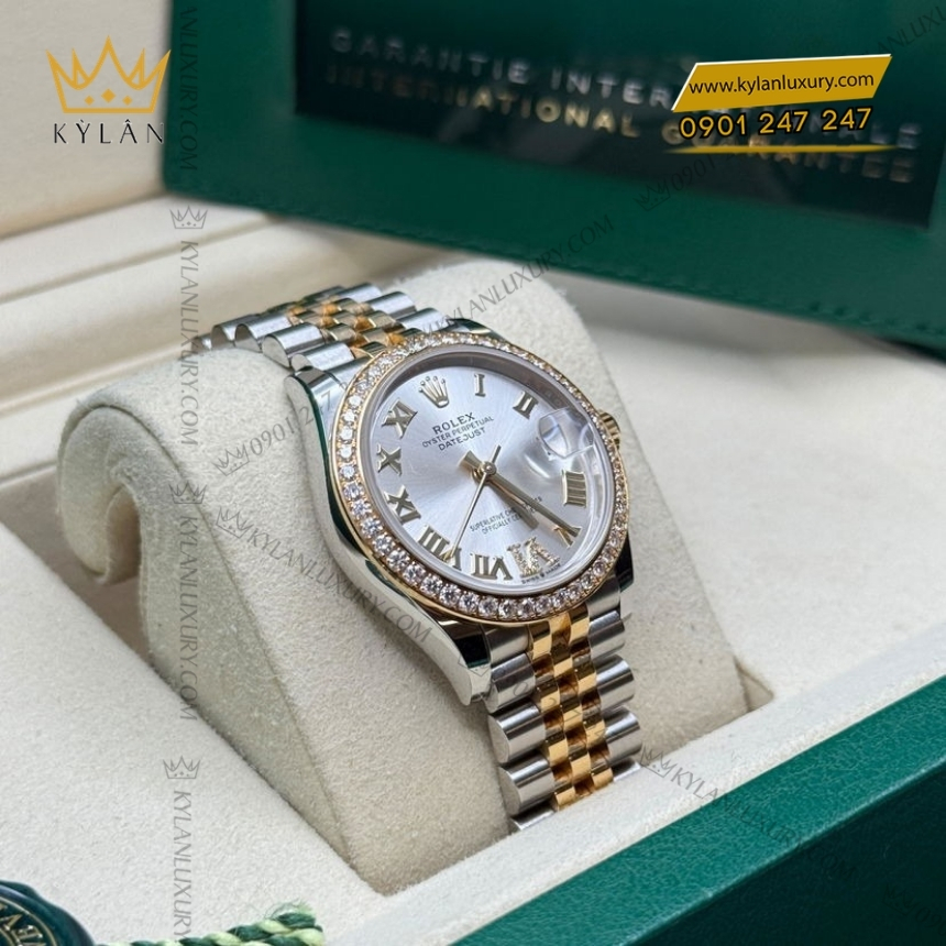 Kỳ Lân Luxury rolex datejust 31 278383rbr 0004 mat so bac 5 Đồng hồ Rolex Datejust 31 mặt bạc cọc La Mã 278381RBR-0004