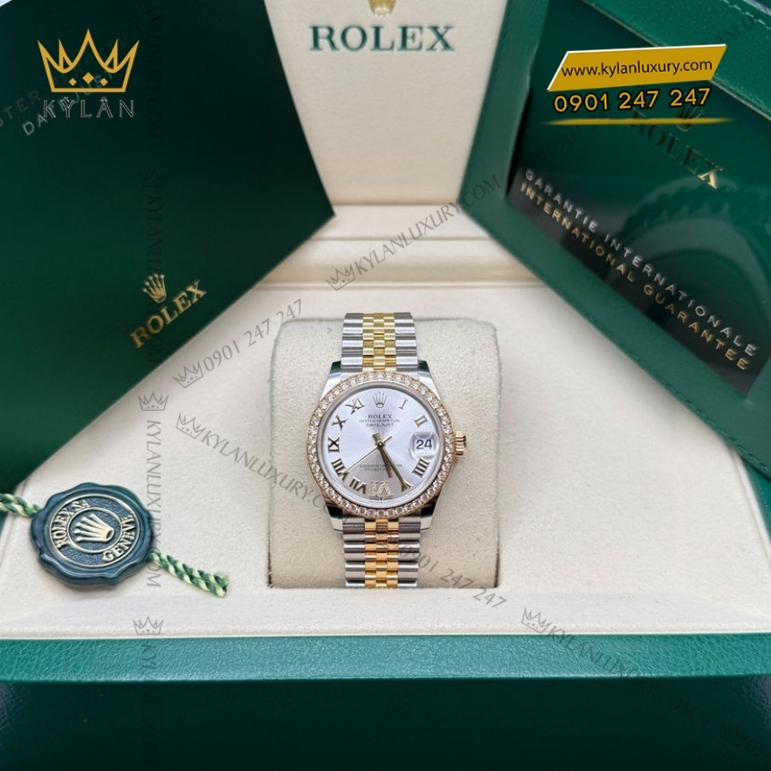 Kỳ Lân Luxury rolex datejust 31 278383rbr 0004 mat so bac 6 Đồng hồ Rolex Datejust 31 mặt bạc cọc La Mã 278381RBR-0004