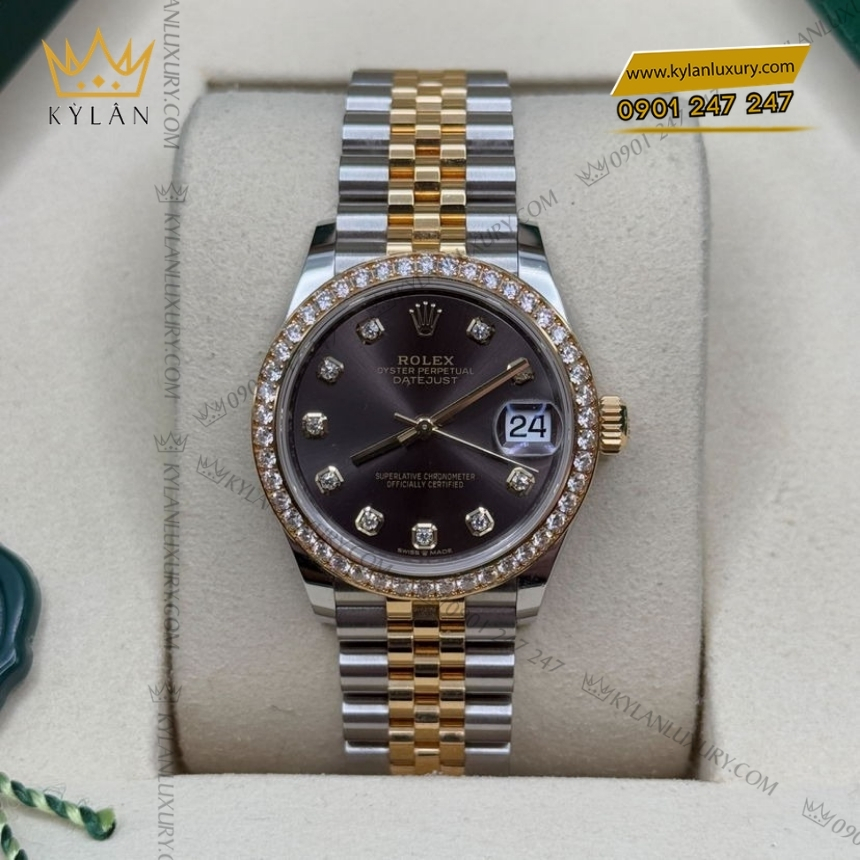 Kỳ Lân Luxury rolex datejust 31 278383rbr 0022 mat so xam 7 Rolex Datejust 31 mặt xám đậm 278283RBR-0022