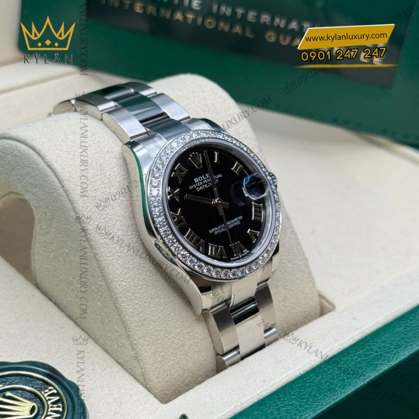 Kỳ Lân Luxury rolex datejust 31 278384rbr 0001 mat so den la ma 3 1 Đồng hồ Rolex Datejust 31 mặt số đen La Mã 278384RBR-0001
