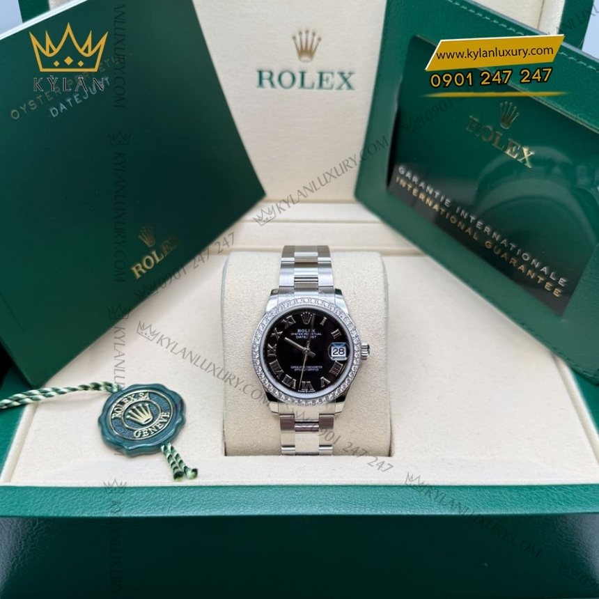 Kỳ Lân Luxury rolex datejust 31 278384rbr 0001 mat so den la ma 7 1 Đồng hồ Rolex Datejust 31 mặt số đen La Mã 278384RBR-0001