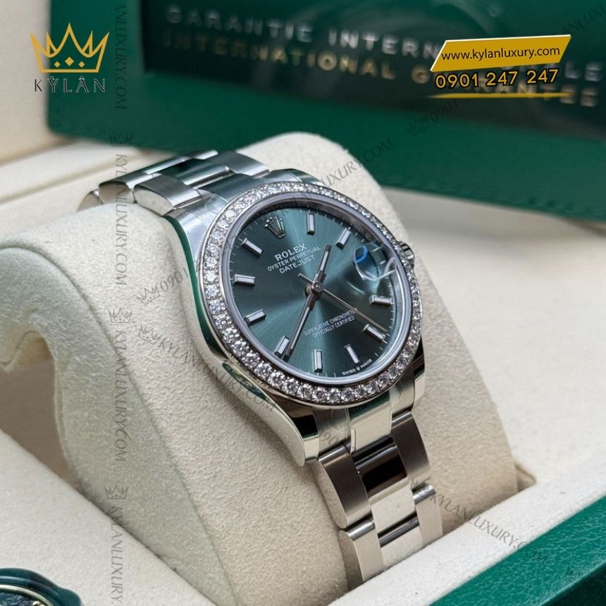 Kỳ Lân Luxury rolex datejust 31 278384rbr 0021 mat xanh mint 3 Đồng hồ Rolex Datejust 31 mặt số xanh mint 278384RBR-0021