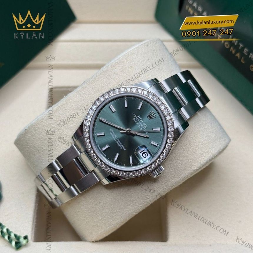 Kỳ Lân Luxury rolex datejust 31 278384rbr 0021 mat xanh mint 5 Đồng hồ Rolex Datejust 31 mặt số xanh mint 278384RBR-0021