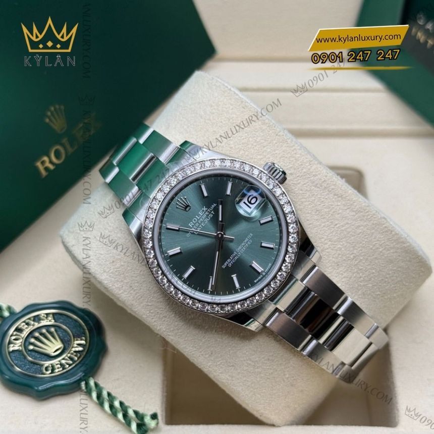 Kỳ Lân Luxury rolex datejust 31 278384rbr 0021 mat xanh mint 9 Đồng hồ Rolex Datejust 31 mặt số xanh mint 278384RBR-0021