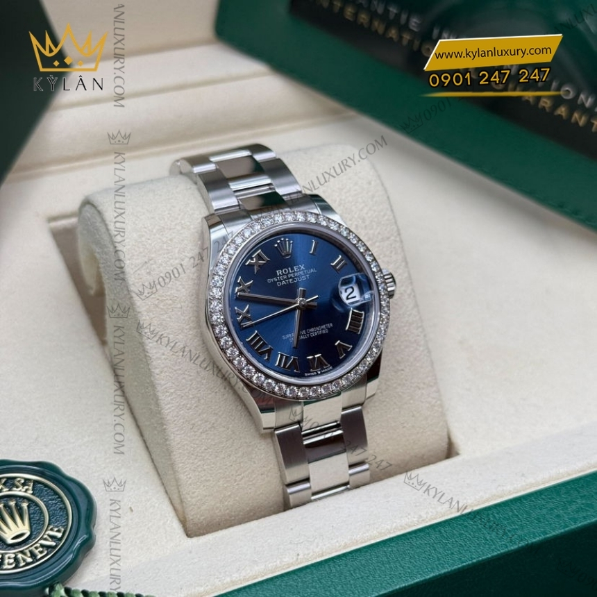 Kỳ Lân Luxury rolex datejust 31 278384rbr 0038 xanh la ma 9 Đồng hồ Rolex Datejust 31 mặt số xanh La Mã 278384RBR-0038