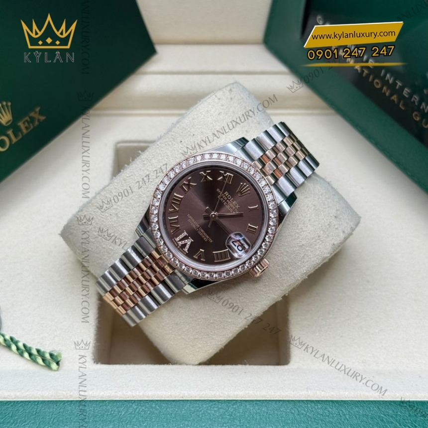 Kỳ Lân Luxury rolex datejust 31 chocolate 278381rbr 0006 6 Đồng hồ Rolex Datejust 31 mặt chocolate La Mã 278381RBR-0006