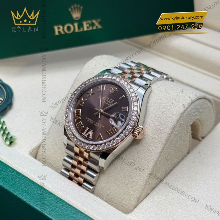 Kỳ Lân Luxury rolex datejust 31 chocolate 278381rbr 0006 8 Đồng hồ Rolex Datejust 31 mặt chocolate La Mã 278381RBR-0006