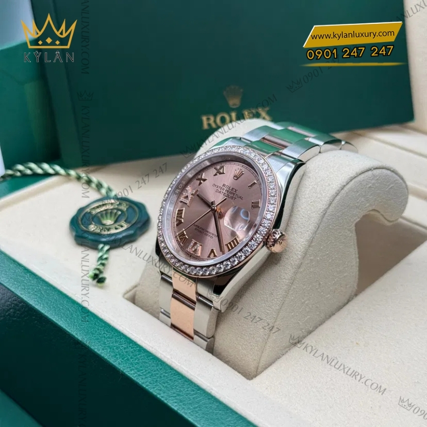 Kỳ Lân Luxury rolex datejust 36 126281rbr 0016 mat so hong 3 Đồng hồ Rolex Datejust 36 mặt số hồng vành kim 126281RBR-0016