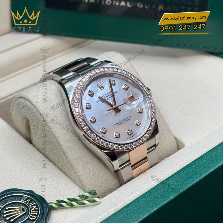 Kỳ Lân Luxury rolex datejust 36 126281rbr mat xa cu kim cuong 8 Đồng hồ Rolex Datejust 36 mặt xà cừ kim cương 126281RBR-0010