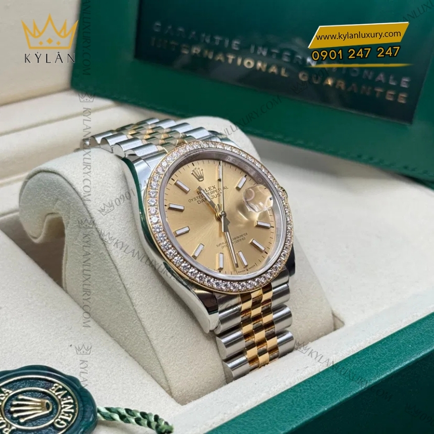Kỳ Lân Luxury rolex datejust 36 126283rbr 0001 champagne coc da quang 4 Đồng hồ Rolex Datejust 36 champagne cọc dạ quang 126283RBR-0001