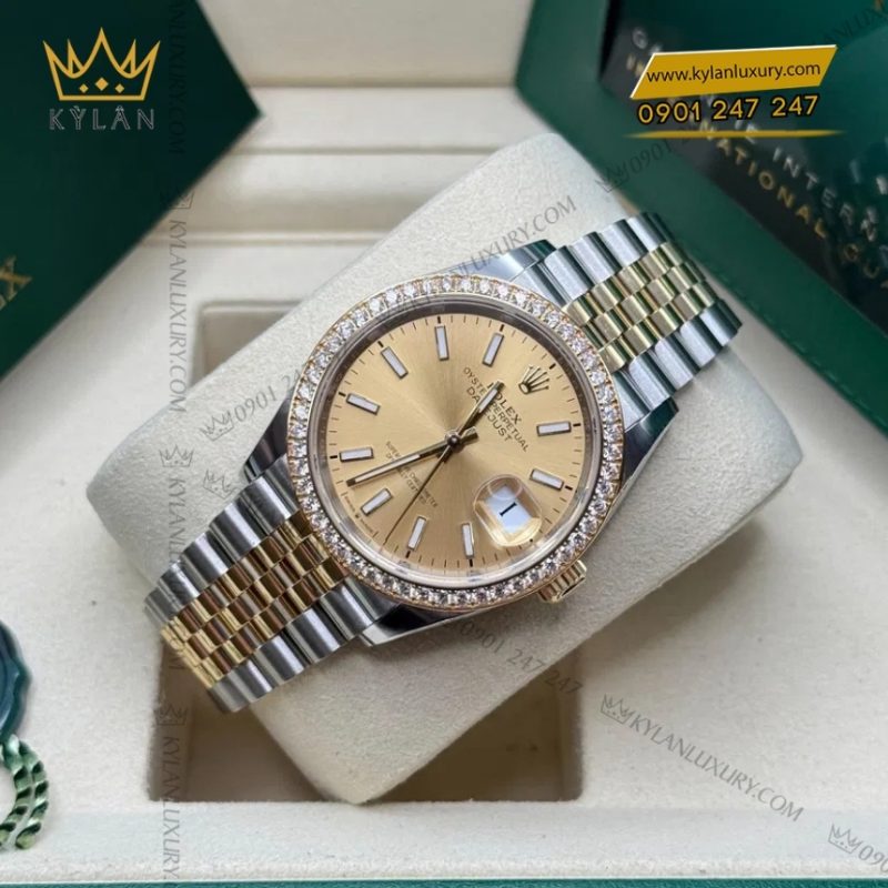 Đồng hồ Rolex Datejust 36 champagne cọc dạ quang 126283RBR-0001