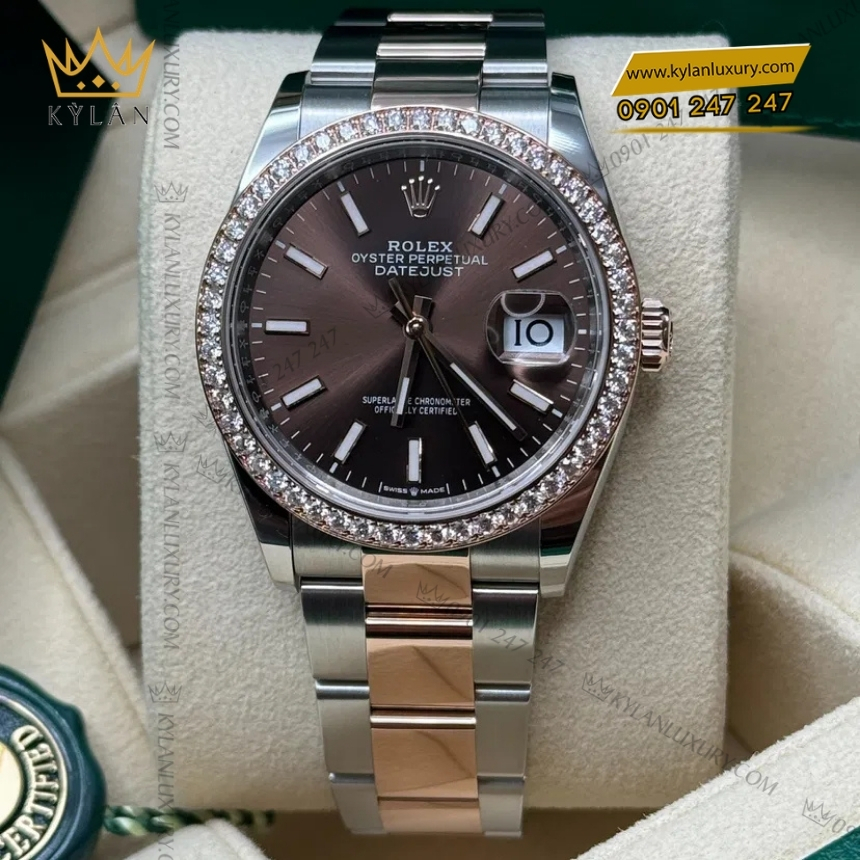 Kỳ Lân Luxury rolex datejust 36 m126281rbr 0032 chocolate vanh kim 7 Đồng hồ Rolex Datejust 36 chocolate vành kim 126281RBR-0032