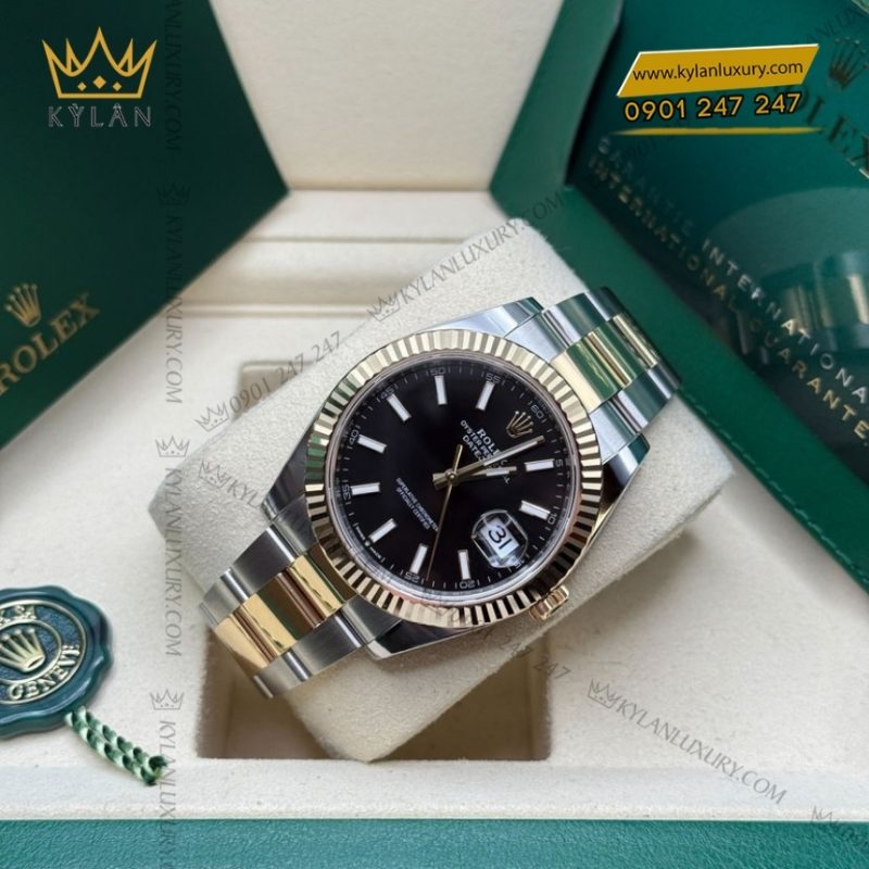 Đồng hồ Rolex Datejust 41 mặt đen cọc dạ quang 126333-0013