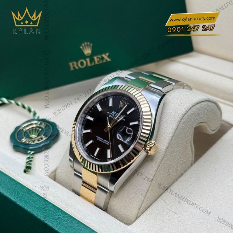 Đồng hồ Rolex Datejust 41 mặt đen cọc dạ quang 126333-0013