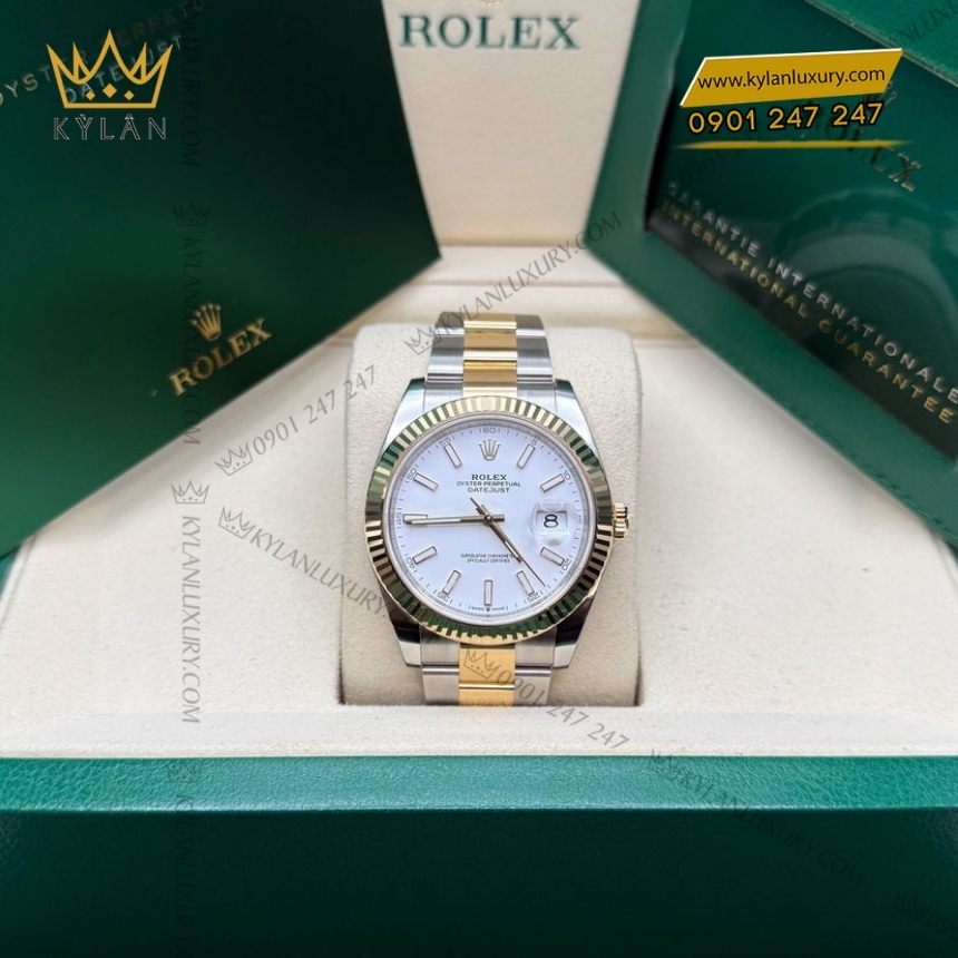 Kỳ Lân Luxury rolex datejust 41 126333 0015 trang da quang 2 Đồng hồ Rolex Datejust 41 mặt trắng cọc dạ quang 126333-0015
