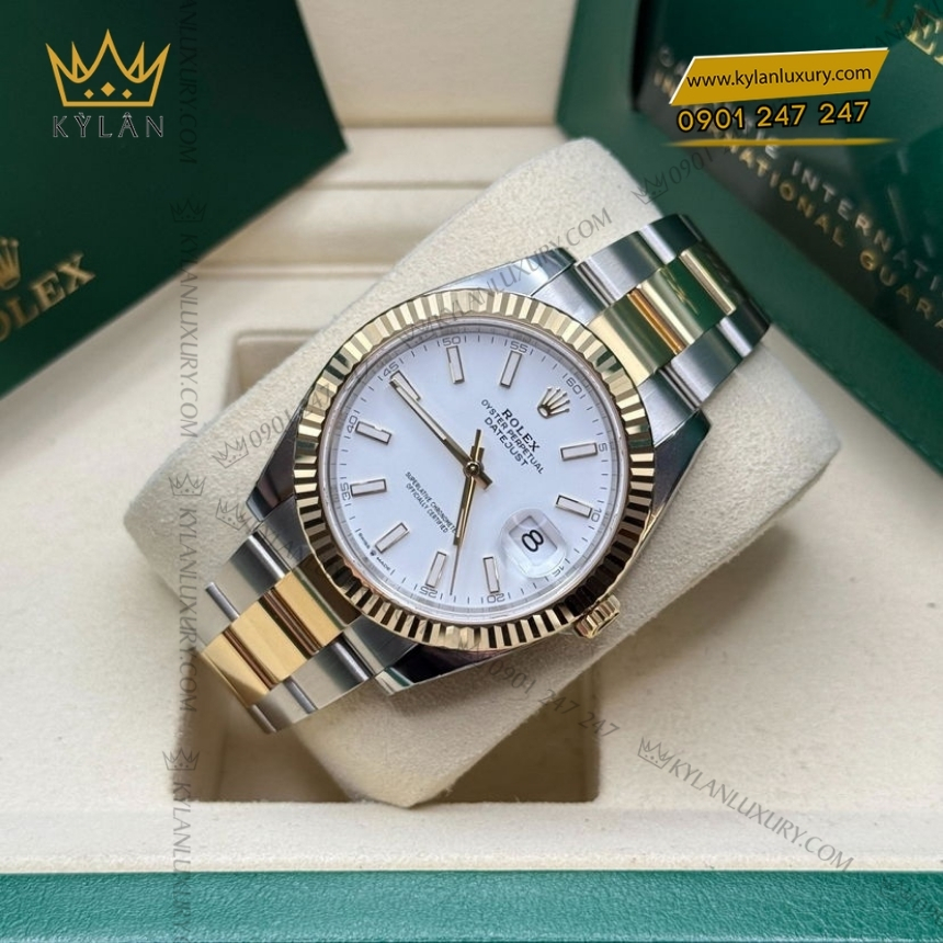 Kỳ Lân Luxury rolex datejust 41 126333 0015 trang da quang 5 Đồng hồ Rolex Datejust 41 mặt trắng cọc dạ quang 126333-0015