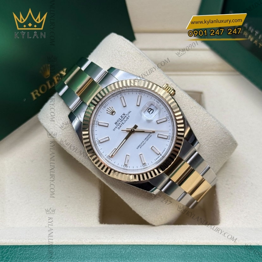 Kỳ Lân Luxury rolex datejust 41 126333 0015 trang da quang 6 Đồng hồ Rolex Datejust 41 mặt trắng cọc dạ quang 126333-0015