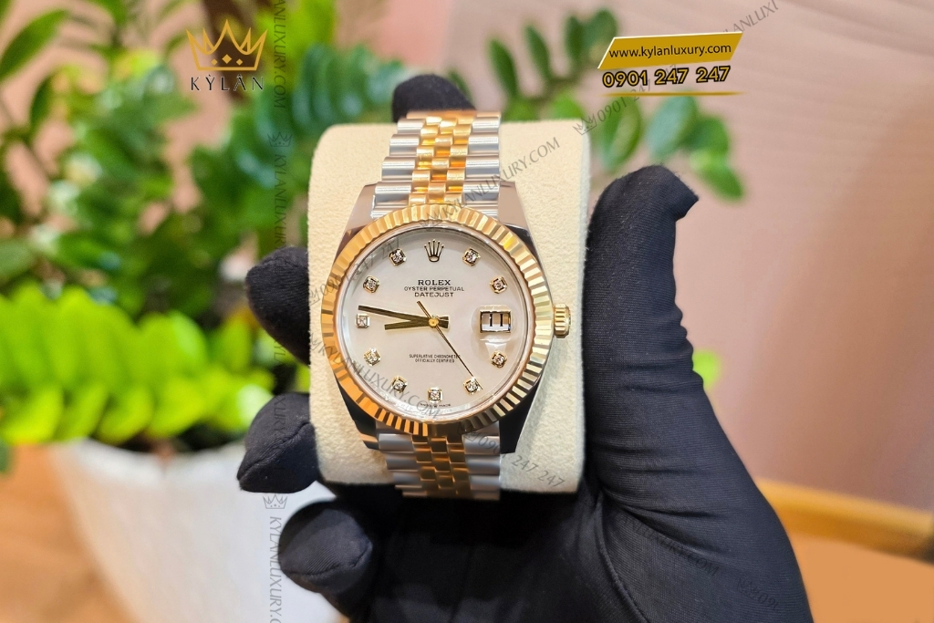 Kỳ Lân Luxury rolex datejust 41 126333 mat kham trai kim cuong 10 Đồng hồ Rolex Datejust 41 mặt khảm trai kim cương 126333