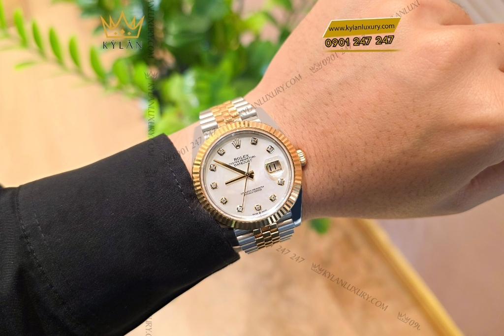 Kỳ Lân Luxury rolex datejust 41 126333 mat kham trai kim cuong 2 1 Đồng hồ Rolex Datejust 41 mặt khảm trai kim cương 126333