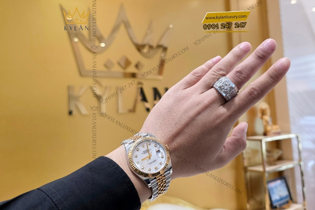 Kỳ Lân Luxury rolex datejust 41 126333 mat kham trai kim cuong 5 1 Đồng hồ Rolex Datejust 41 mặt khảm trai kim cương 126333