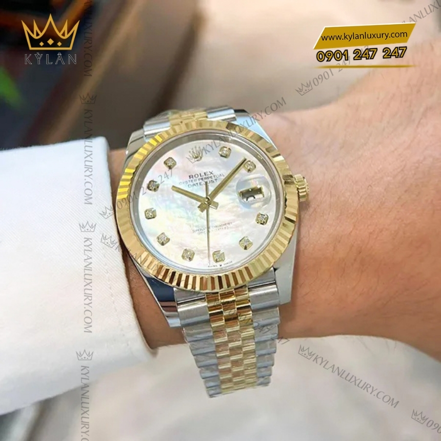 Kỳ Lân Luxury rolex datejust 41 126333 mat kham trai kim cuong 6 Đồng hồ Rolex Datejust 41 mặt khảm trai kim cương 126333