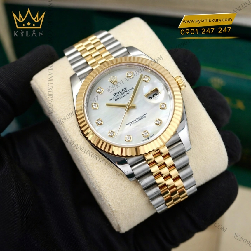Kỳ Lân Luxury rolex datejust 41 126333 mat kham trai kim cuong 8 Đồng hồ Rolex Datejust 41 mặt khảm trai kim cương 126333