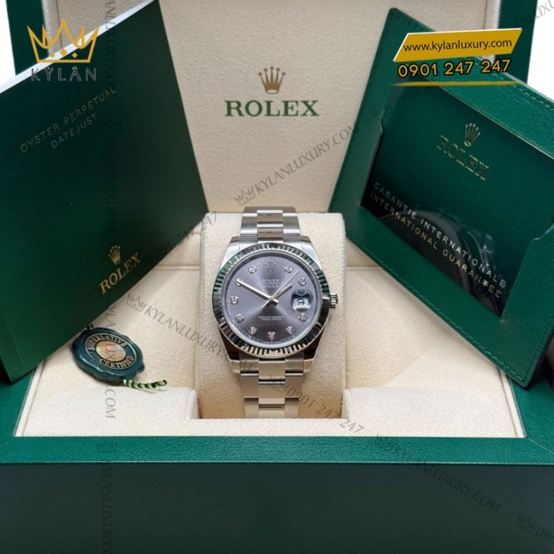 Đồng hồ Rolex Datejust 41 mặt xám kim cương 126334-0005